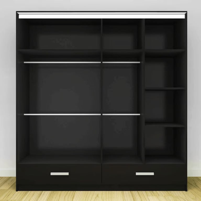Wardrobe -MDF Wood - Black - 160 x 220 cm
