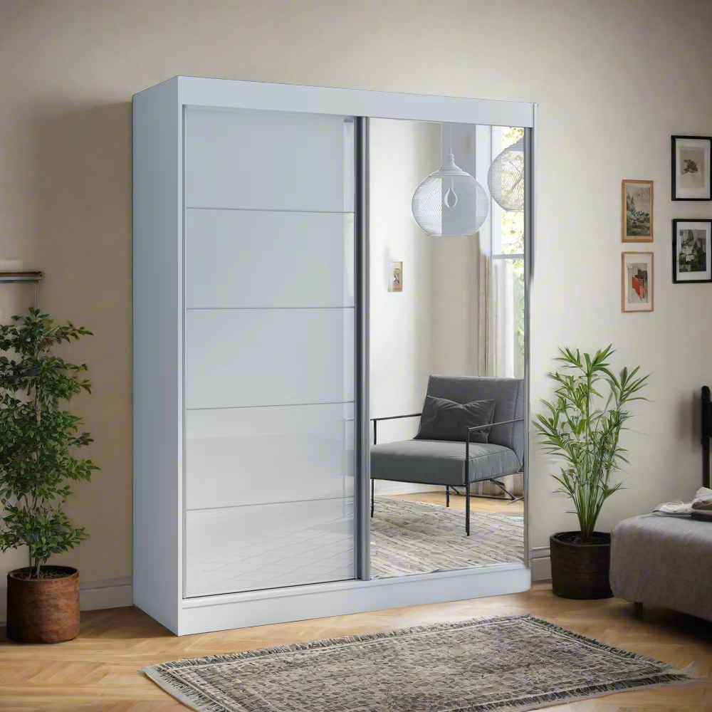 Wardrobe - MDF Wood - White - 160 x 220 cm