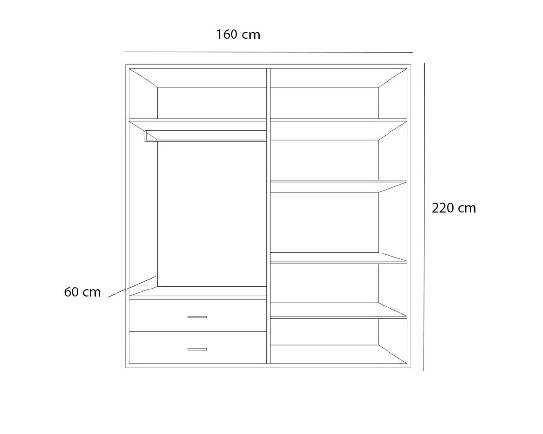 Wardrobe - MDF Wood - White - 160 x 220 cm
