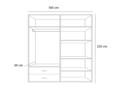 Wardrobe - MDF Wood - White - 160 x 220 cm