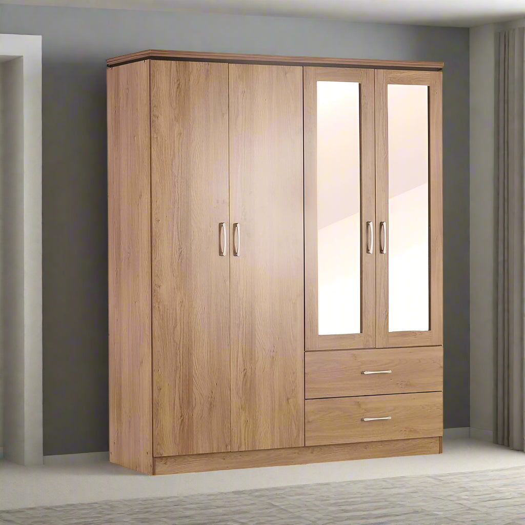 Wardrobe - MDF Wood -  Brown - 160 x 220 cm