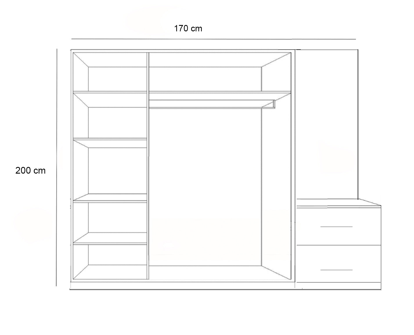 Wardrobe - MDF Wood - Dark Brown -  170x200 cm