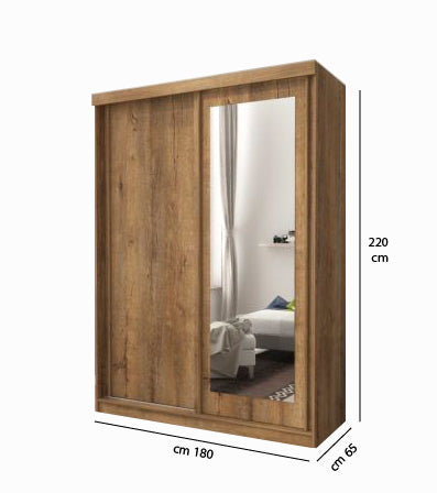 Wardrobe - MDF Wood -  Brown -  180 X220 cm