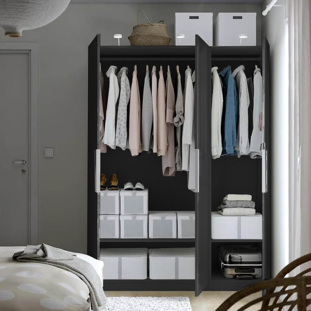 Wardrobe - MDF Wood - Black - 180x150 cm