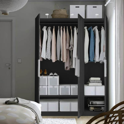 Wardrobe - MDF Wood - Black - 180x150 cm