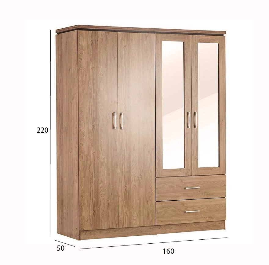 Wardrobe - MDF Wood -  Brown - 180X220 cm
