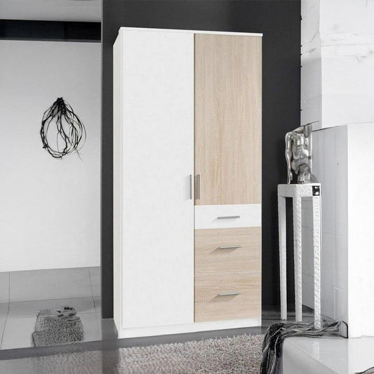 دولاب - خشب ام دي اف  - أبيض وبيج - 200×120 سم