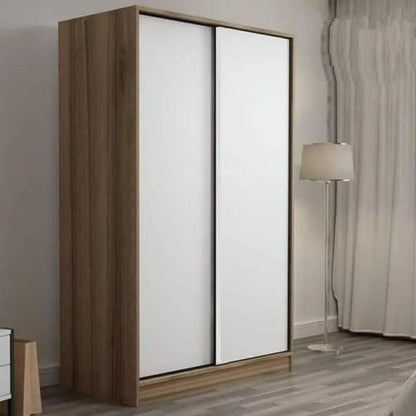 دولاب  - خشب ام دي اف- أبيض وبني فاتح - 200×120 سم