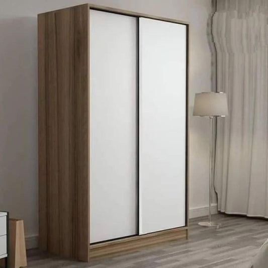 دولاب  - خشب ام دي اف- أبيض وبني فاتح - 200×120 سم