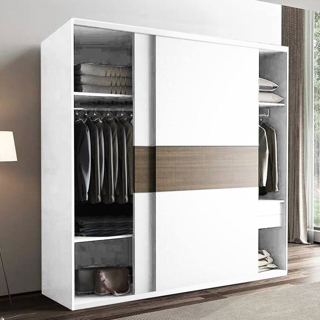 Wardrobe - MDF - White & Brown - 210x160 cm