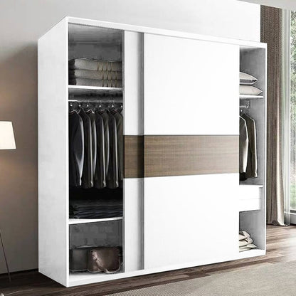 Wardrobe - MDF - White & Brown - 210x160 cm