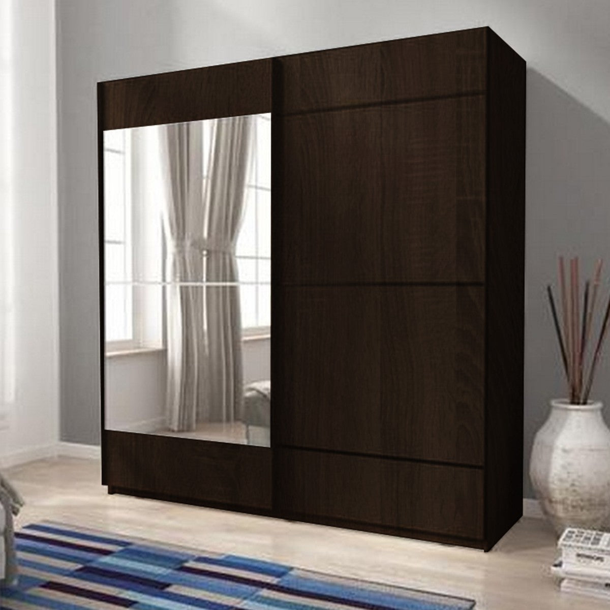Wardrobe - MDF - Dark Brown- 210x200 cm