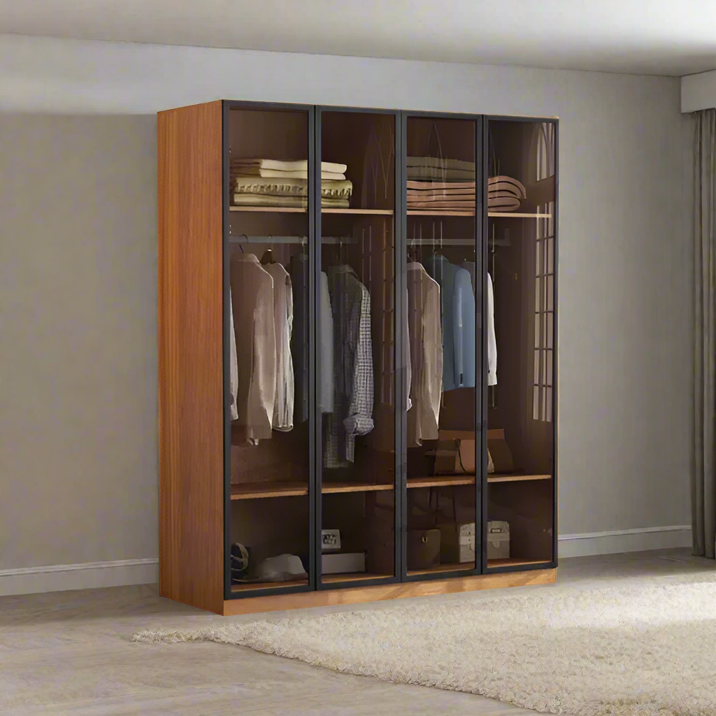 دولاب - خشب إم دي إف - بني - 220×160 سم