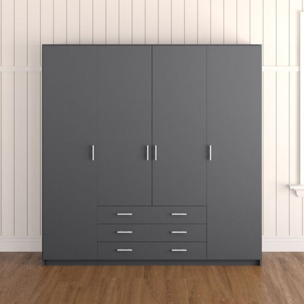 دولاب - أم دي أف- رمادي - 220x180 سم