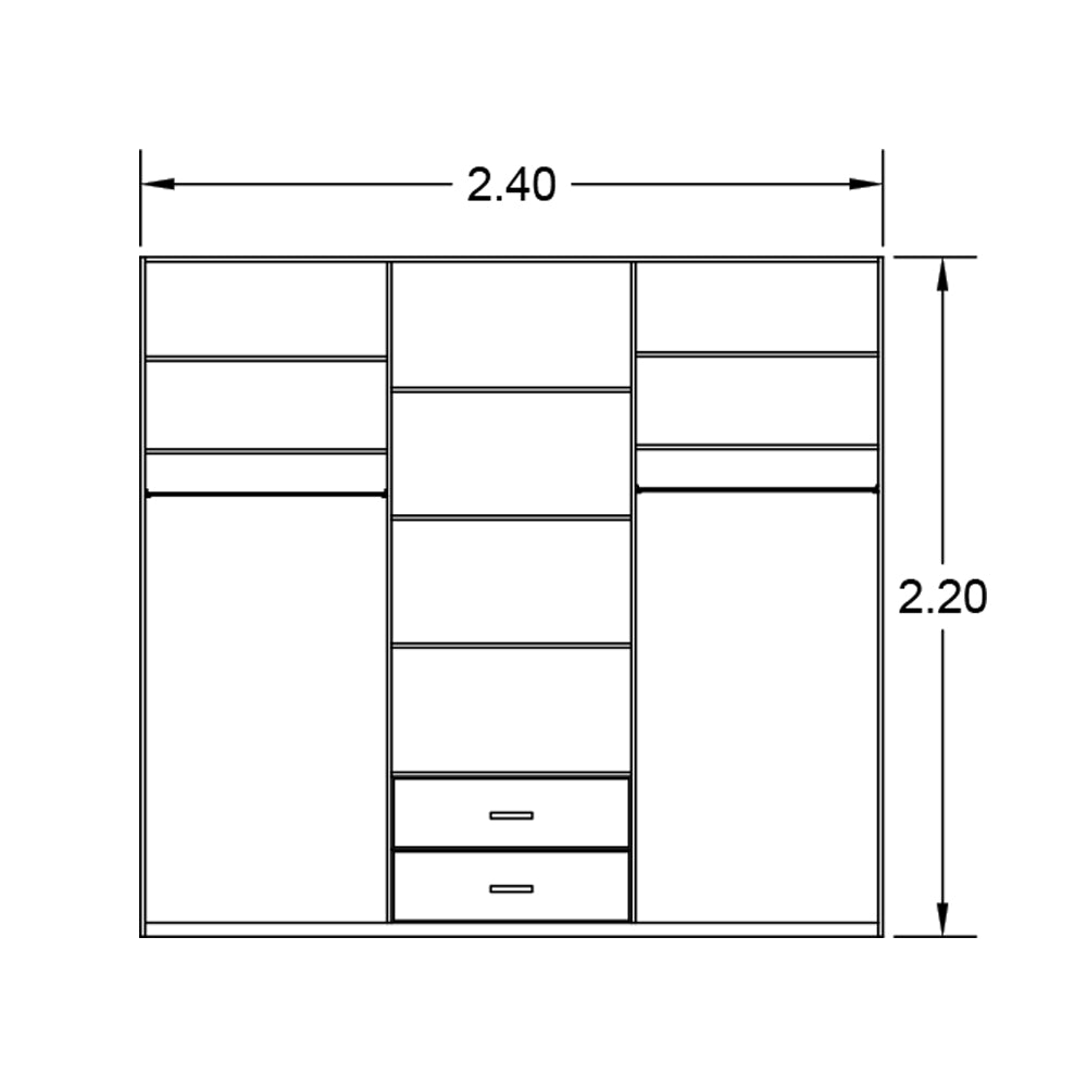 دولاب - أم دي أف- أبيض - 220 × 240 سم