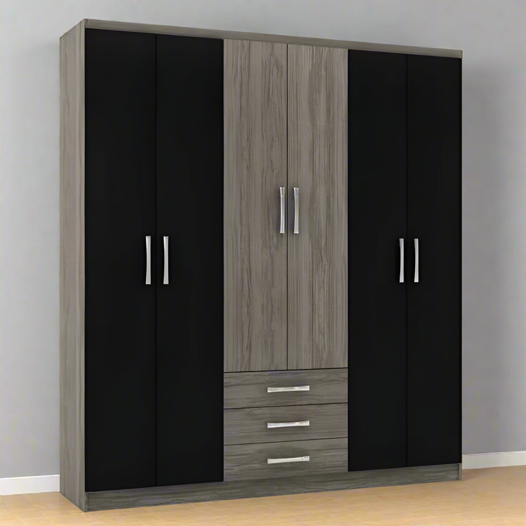 Wardrobe - MDF - Gray & Black- 220x240 cm