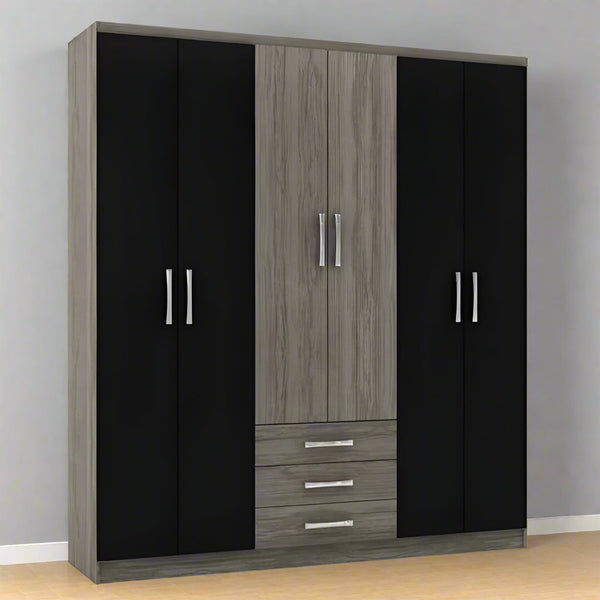 Wardrobe - MDF - Gray & Black- 220x240 cm