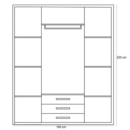 Wardrobe - MDF - White - 180x220 cm