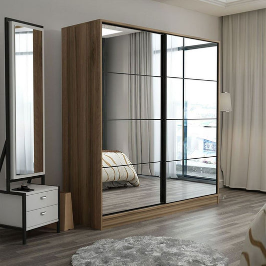 دولاب  - خشب إم دي إف - بني - 220×200 سم