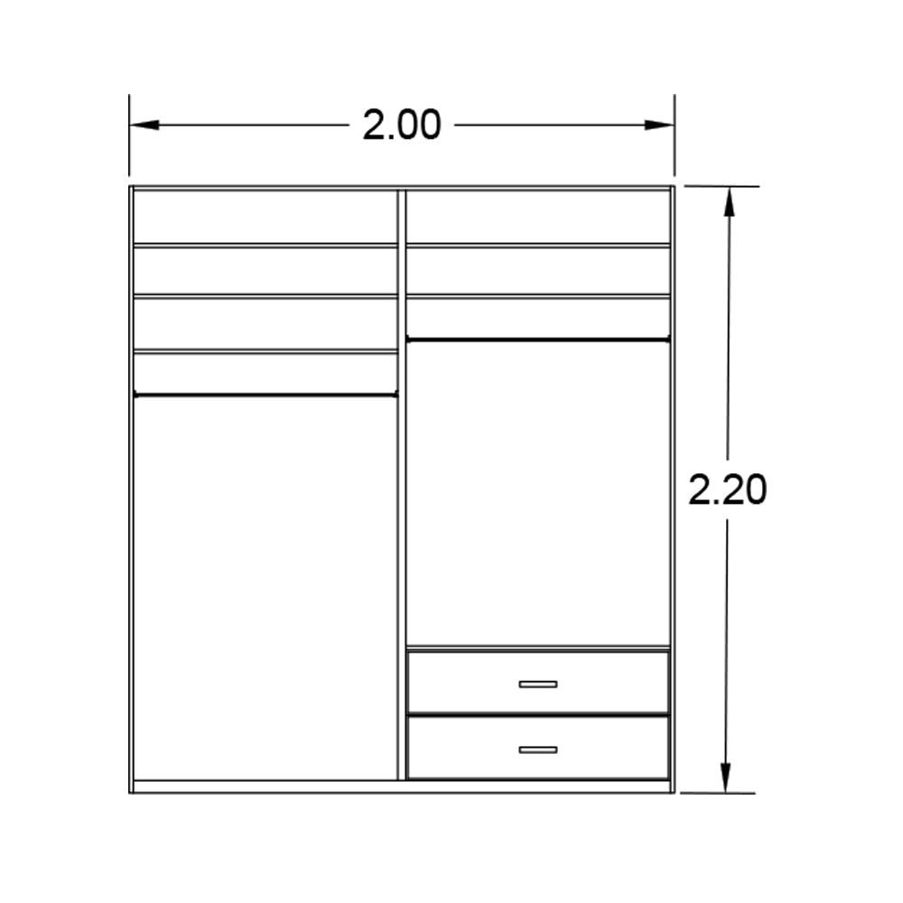 Wardrobe - MDF -Brown- 220x200 cm