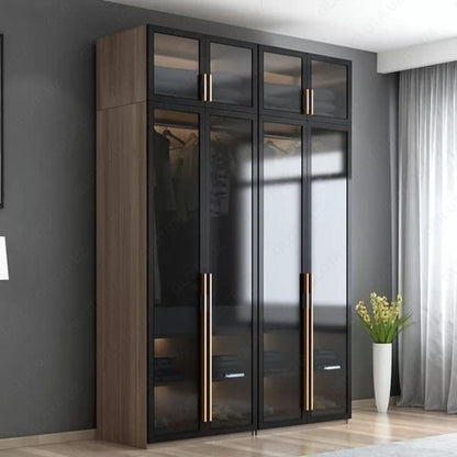 دولاب - خشب إم دي إف - بني وأسود - 220×200 سم