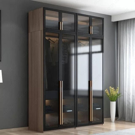 دولاب - خشب إم دي إف - بني وأسود - 220×200 سم