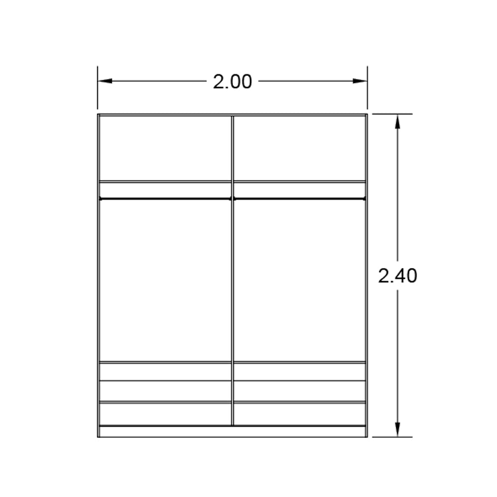 دولاب - خشب إم دي إف - بني وأسود - 220×200 سم