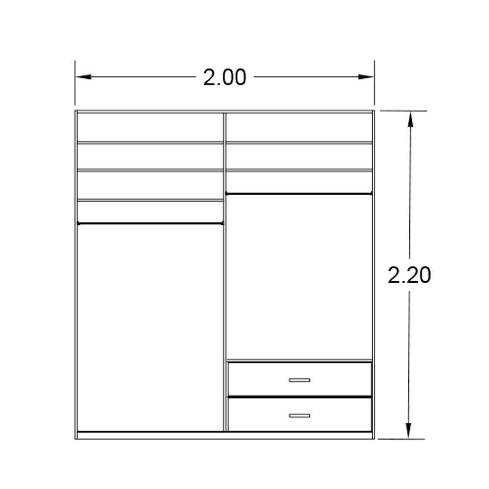 دولاب - أم دي أف- بني - 220x200 سم