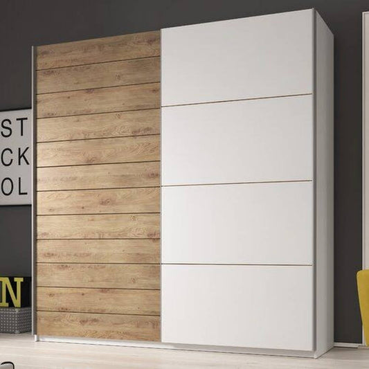 دولاب - خشب أم دي أف - أبيض وبيج - 220×160 سم