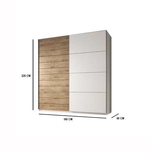 دولاب - خشب أم دي أف - أبيض وبيج - 220×160 سم