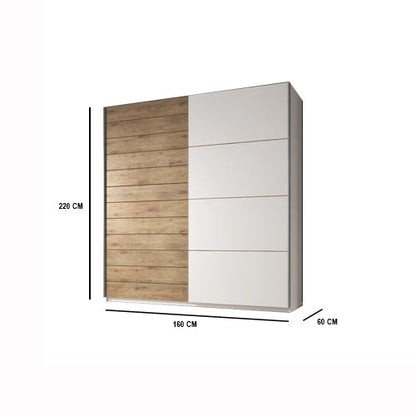 دولاب - خشب أم دي أف - أبيض وبيج - 220×160 سم