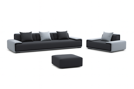 Reception Set of Beech Wood Linen Light Grey Sofa