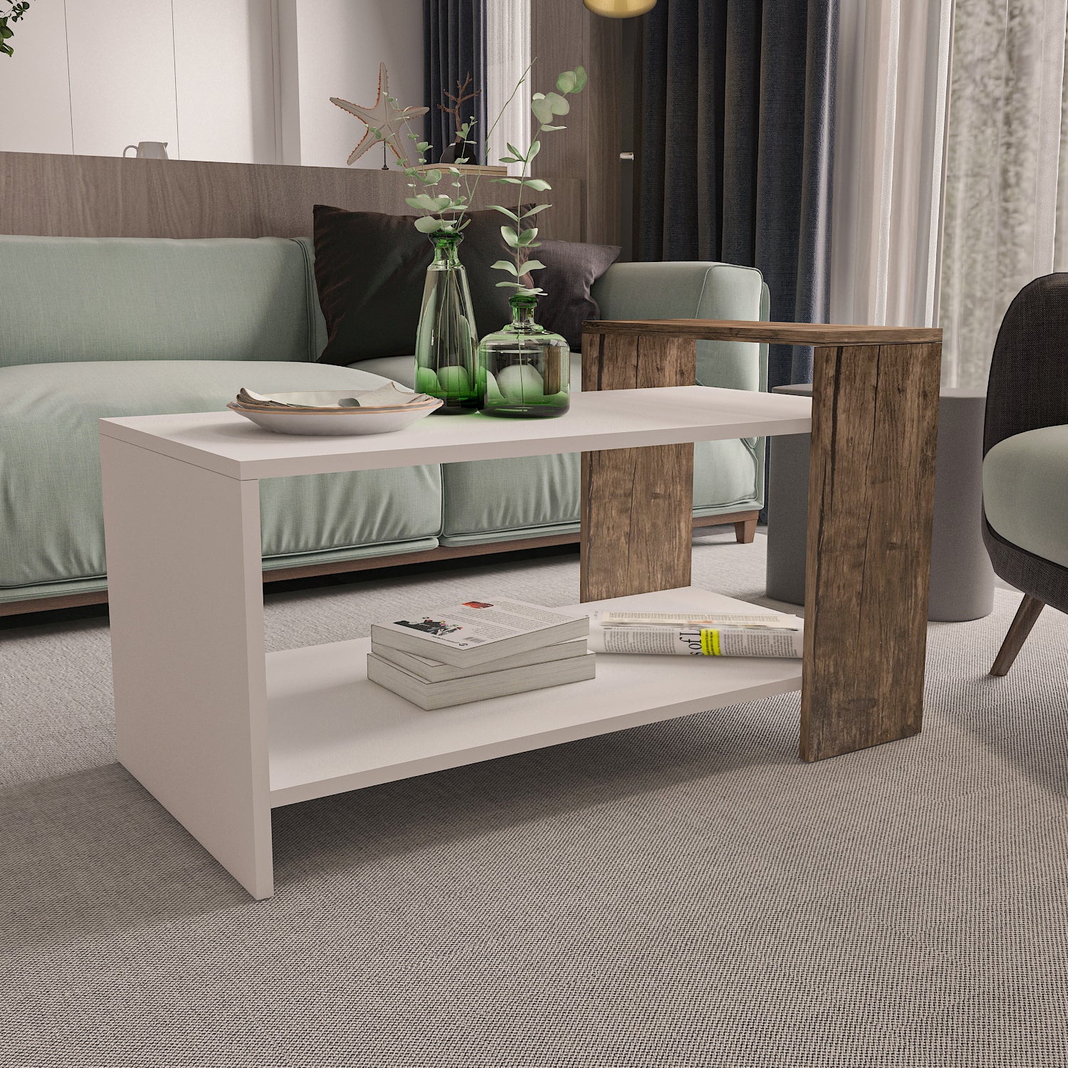 Coffee Table - MDF - Multi Color - 90x49x52 cm