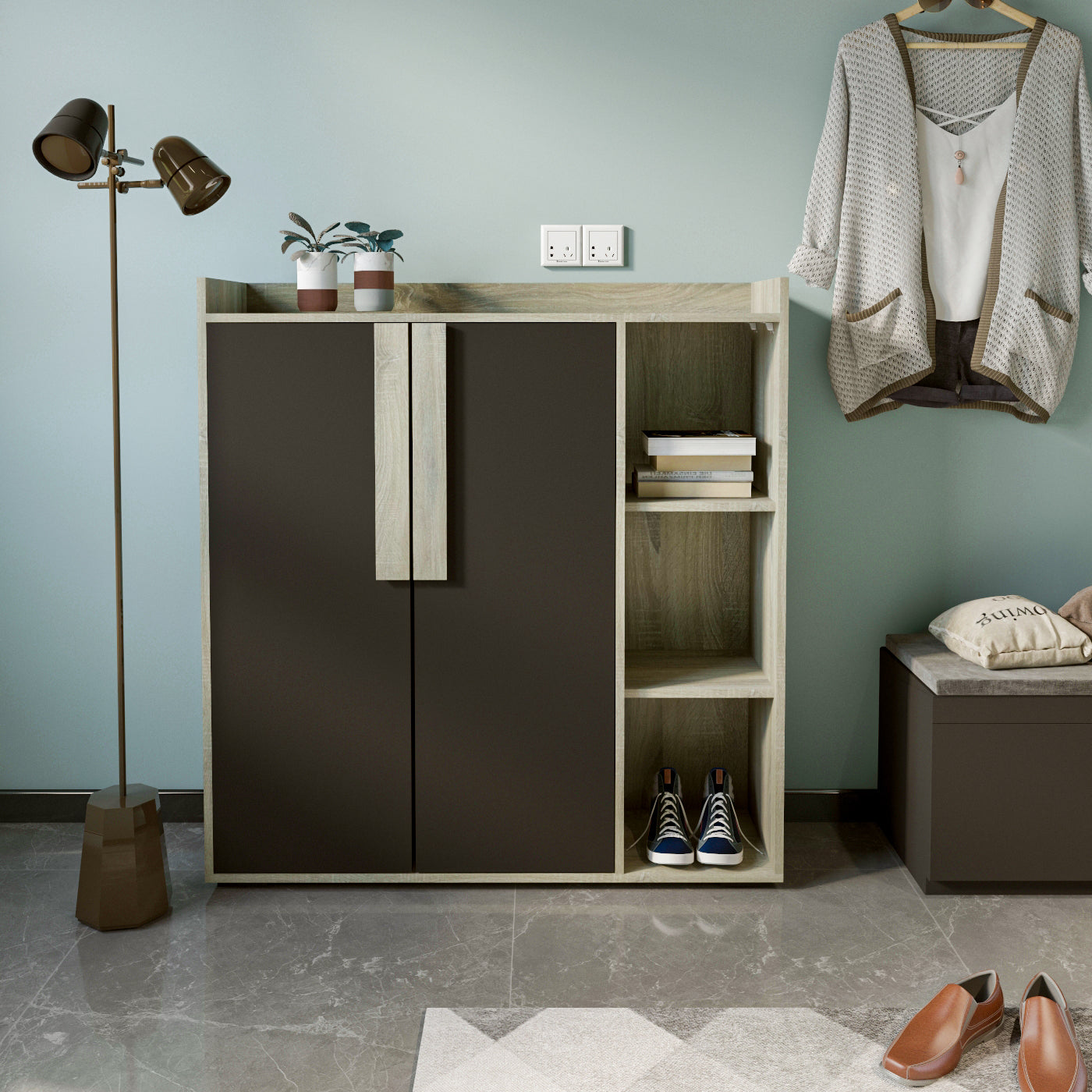 Shoe Cabinet - Multi Color - MDF - 122x115x35 cm