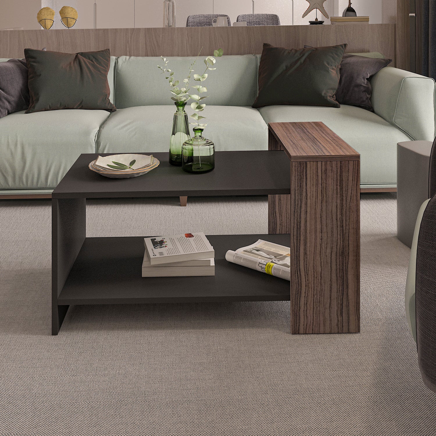 Coffee Table - MDF - Multi Color - 90x49x52 cm